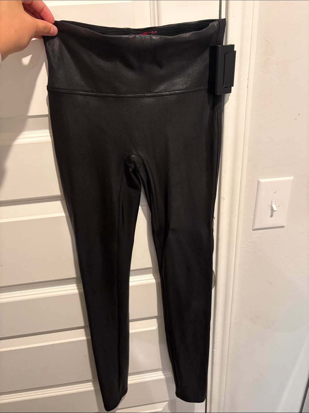 High-Rise Black Faux Spanx Leather Leggings